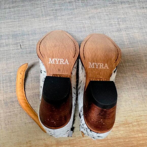 Myra Hair-On Hide Mules Booties Size 11 - Picture 4 of 4